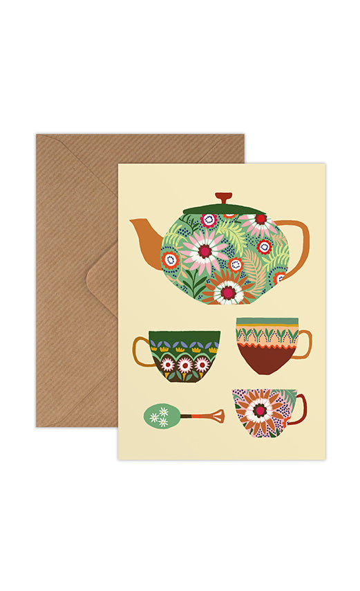 Floral Tea Set Greetings Card Brie Harrison Wholesale