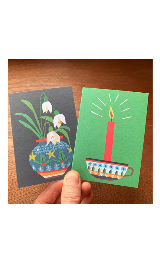 Christmas Mini Card Pack - Candle & Snowdrops